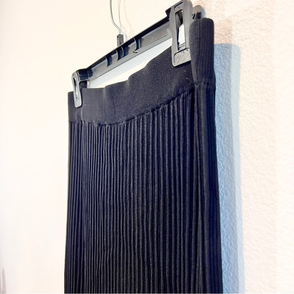 Wilfred Zeta Ribbed Midi Skirt w/ Slit Black L Aritzia Knit Pull On Minimalist - Picture 10 of 15